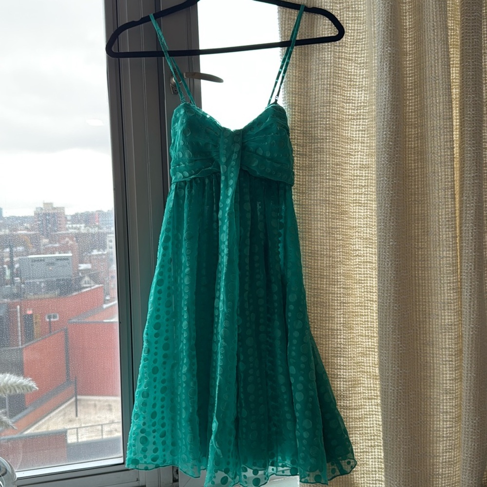 Express Teal Textured Short A-line Dress